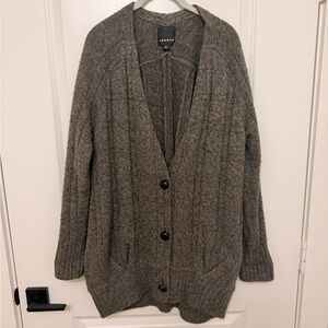 Trouve Charcoal Button-Up Cardigan
